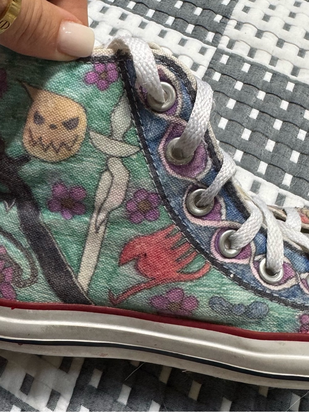 Converse Hand-Drawn High Top Sneakers — Multicolor Artwork - Womens 8/ Mens 6 - Picture 6 of 12